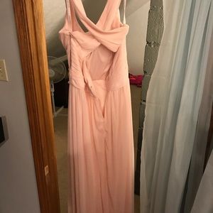 Floor length blush bridesmaid dress